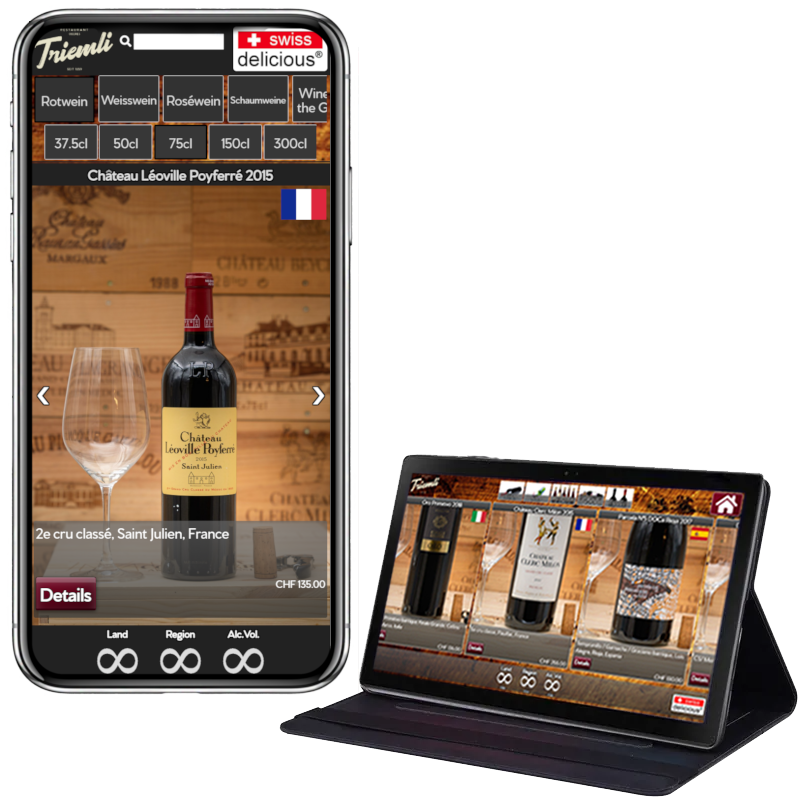 Tablet iPad Weinkarte Restaurant Handy Webseite